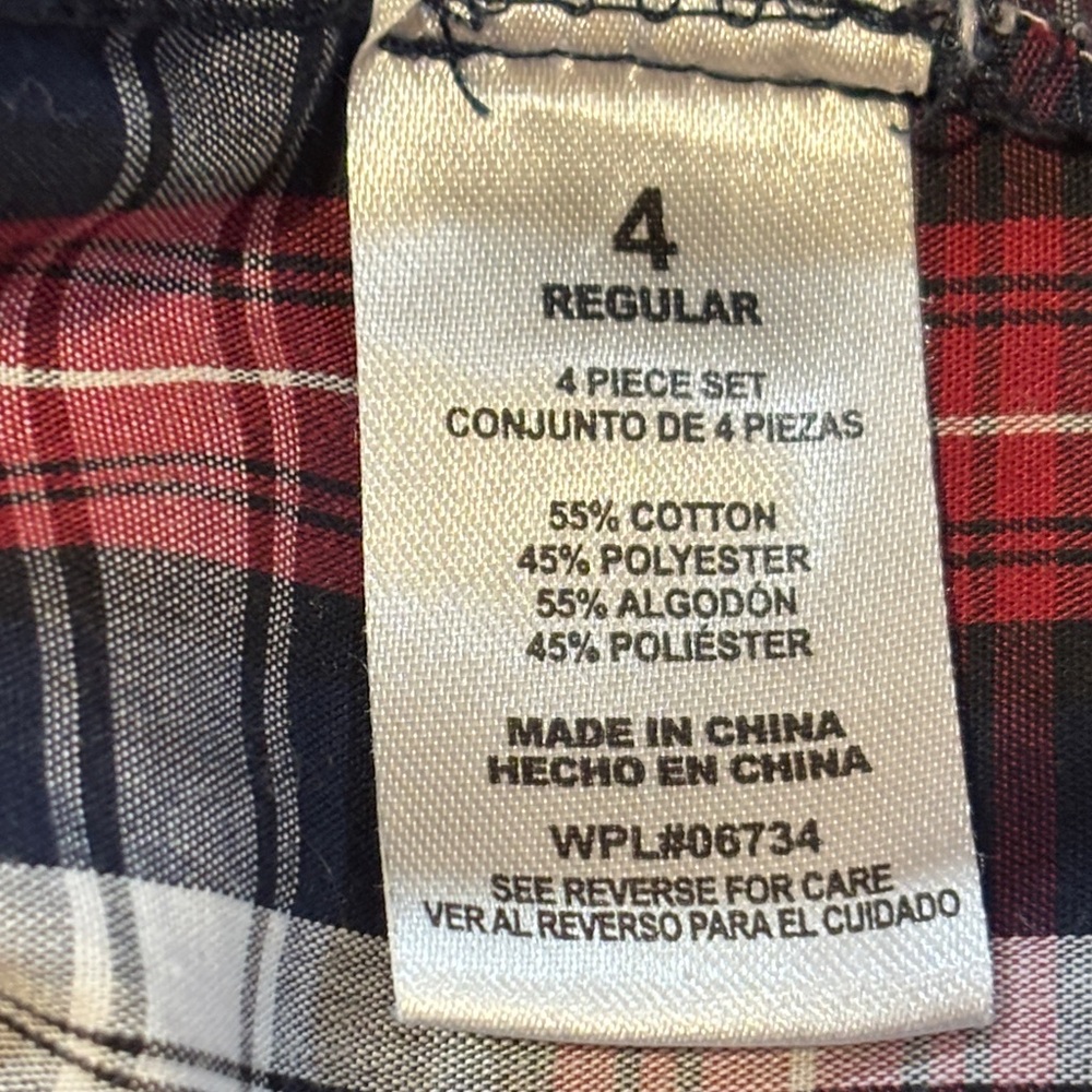 IZOD Plaid Button Down Shirt Red Blue White Boys 4T Classic Preppy EUC - Picture 4 of 4